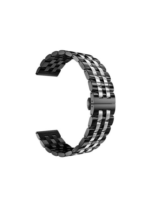 For Meidu Five Beads Stainless Steel Strap Solid Universal Smart Watch Chain For HuaweiFor SamsungFor AppleAmazon-Color:MD-Black Silver-Smart Five Beads-Specifications:Universal Flat Head Size 22mm
