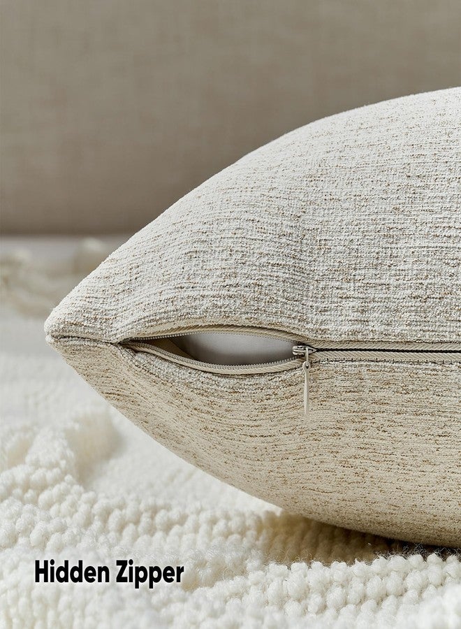 FUTEI Natural Linen Chenille Decorative Throw Pillow Covers 18x18 Inch Set of 2,Soft Cozy Faux Linen Textured Cushion Case,Farmhouse Home Decor for Couch Living Room - Image 3