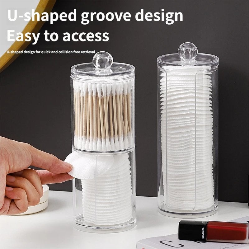 Two Layer Cotton Pad Organizer, Clear Cosmetic Storage Box with Removable Lid, 23 x 8 x 8cm, Transparent - Image 5