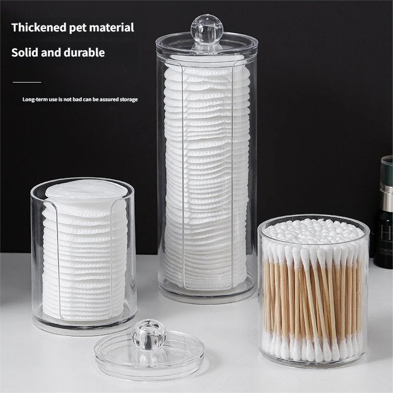 Two Layer Cotton Pad Organizer, Clear Cosmetic Storage Box with Removable Lid, 23 x 8 x 8cm, Transparent - Image 3