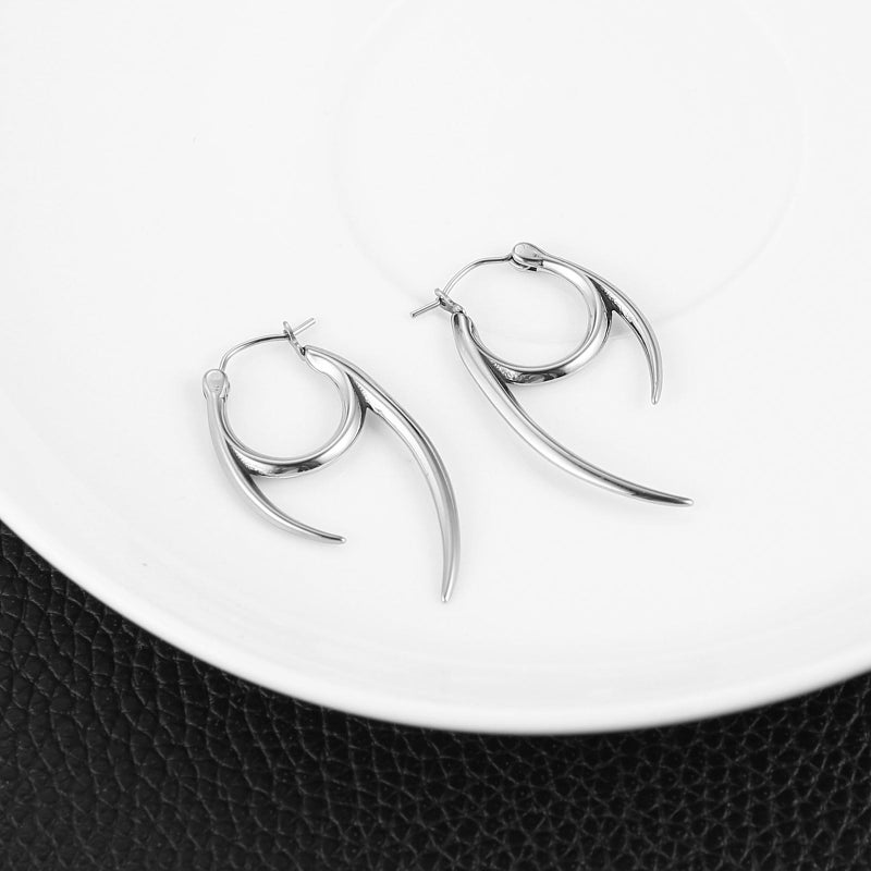HZMAN Spike Earring for Men Women Retro Gothic Stainless Steel Lightweight Hoop Earring Jewelry Gift - Image 4