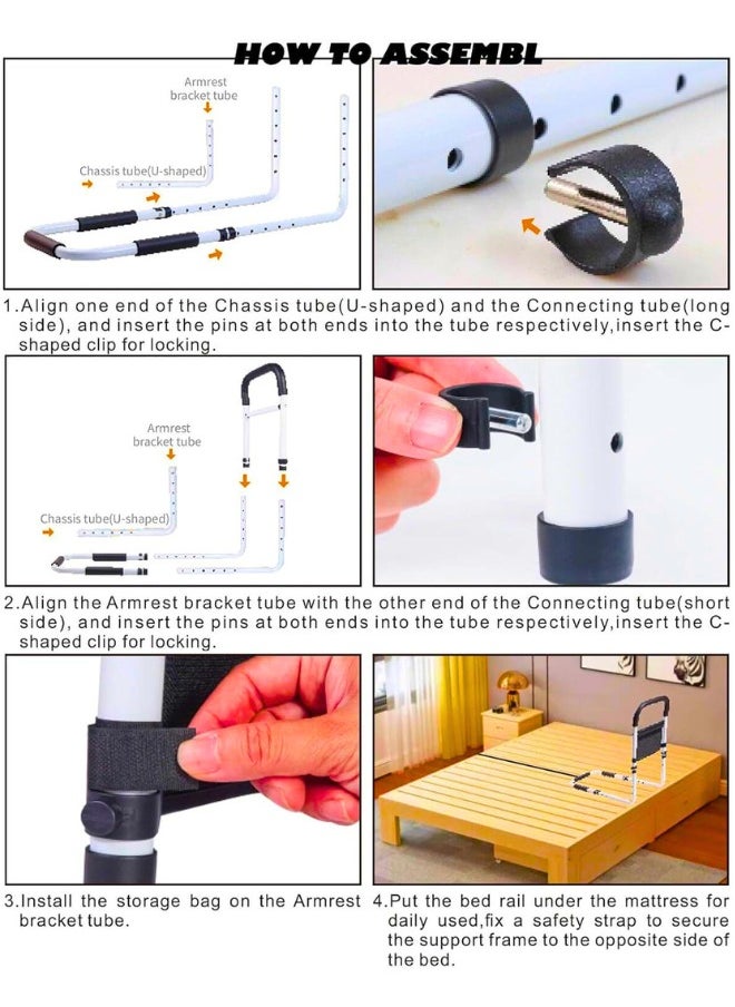 Chase Up Bed Rails for Elderly Adults Safety, Bedside Assist Grab Bars Height Adjustable Storage Pocket Fall Prevention Guard Seniors  - Image 3