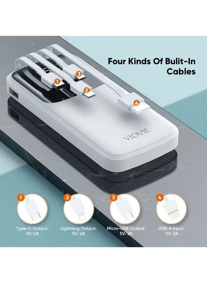 Vidvie - Power bank 3 in 1-10,000 mAh4 Built in cables (USB, Lighting, Type C, Micro) Digital Screen For iPhone Android Phones - Image 1