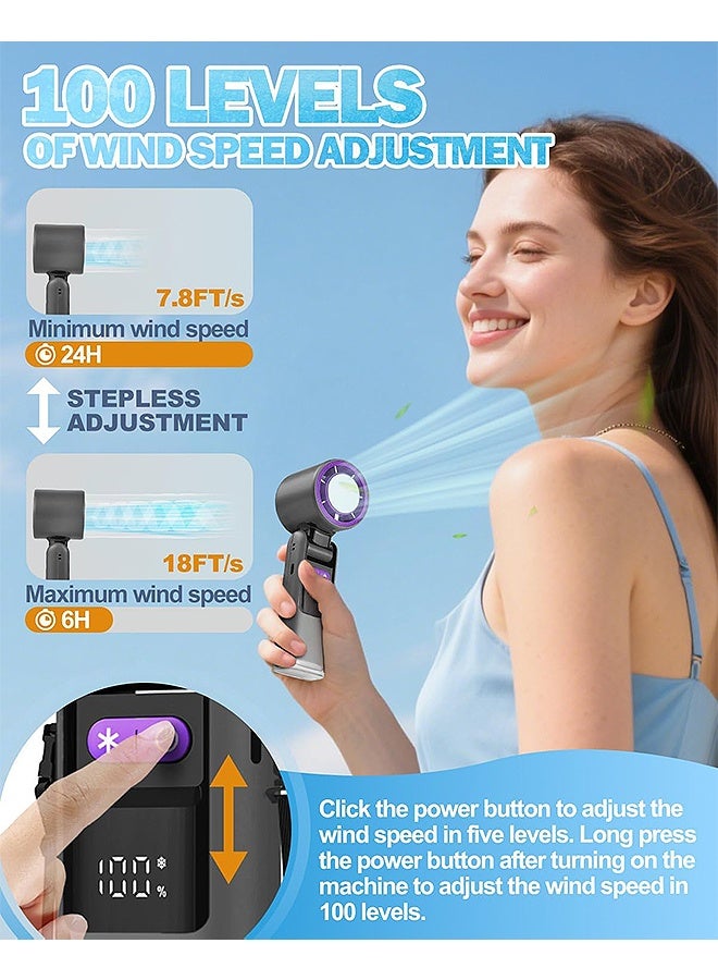 إم إكس إن مروحة محمولة محمولة باليد، مروحة قابلة لإعادة الشحن مزودة بشاشة LED، مروحة شخصية قابلة لإعادة الشحن بقدرة 4000 ملي أمبير/سرعة قابلة للضبط للرقبة/المكتب/اليد - Image 4