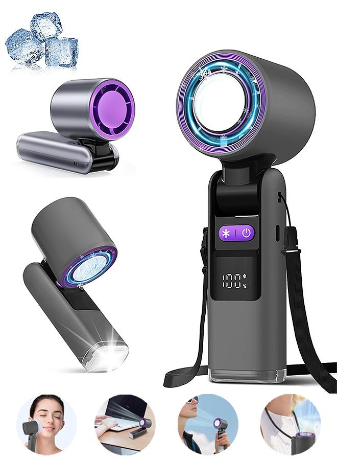 إم إكس إن مروحة محمولة محمولة باليد، مروحة قابلة لإعادة الشحن مزودة بشاشة LED، مروحة شخصية قابلة لإعادة الشحن بقدرة 4000 ملي أمبير/سرعة قابلة للضبط للرقبة/المكتب/اليد - Image 1