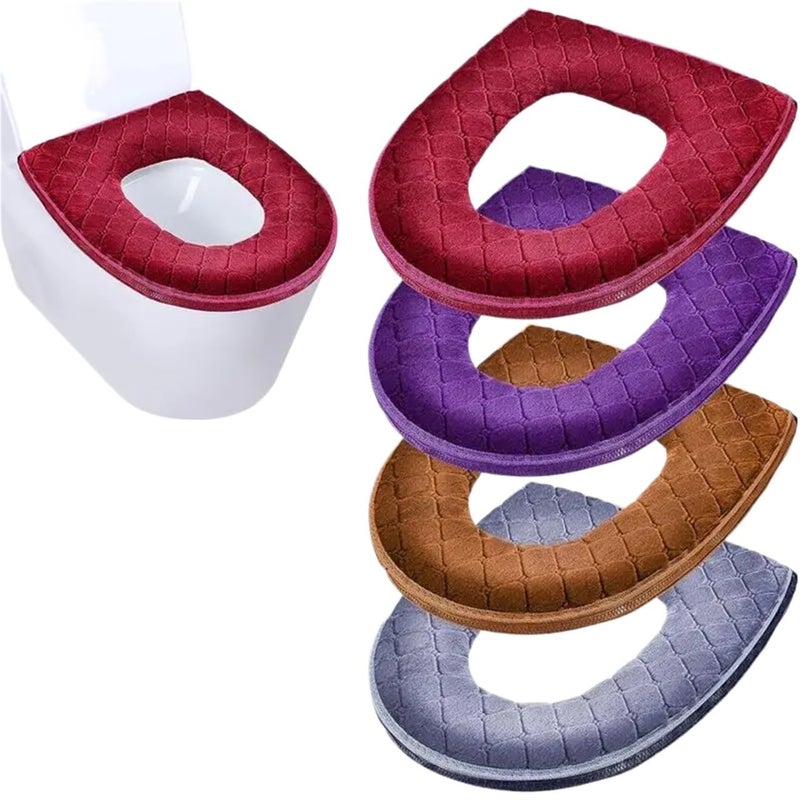 2Pcs Winter Toilet Seat Cover Plush Waterproof Universal Washable Zipper Bathroom Mat Gray - Image 5