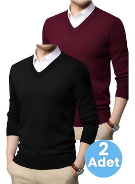 2-Pack Men's V Neck Long Sleeve Knitwear Non-Pilling Sweater Men's Slim Fit Sweater - pzsku/Z1F56899B4450A79E975BZ/45/_/1735885690/3298016c-a34e-45b1-babc-0ecb9d69072d