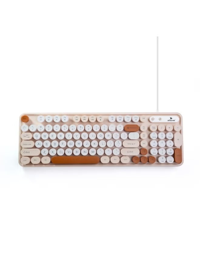 arizone K92 Retro Punk Wired Keyboard, 98 Keys, Arabic/English Layout, Swappable Keys - Image 1