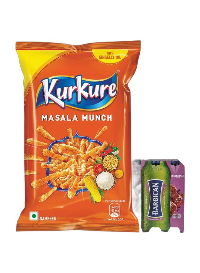 noon Kurkure Masala Munch 81.9grams + Barbican Pomegranate Flavoured Non-Alcoholic Malt Beverage NRB Pomegranate 330ml Pack of 6 - Image 1