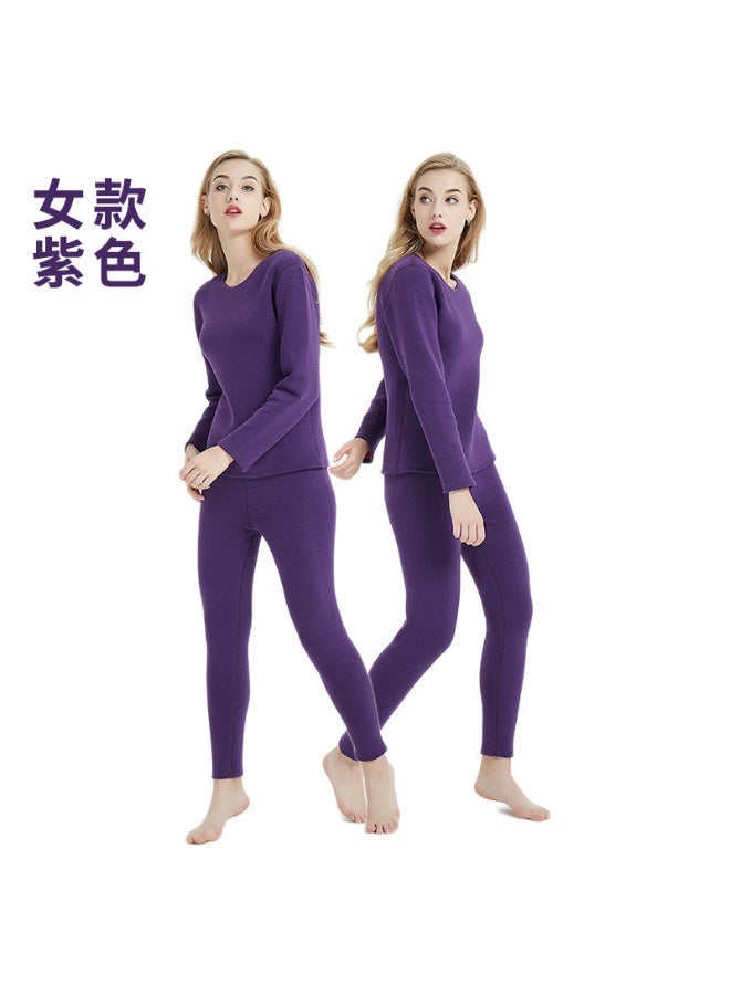 NIBEMINENT Thermal Underwear Set/autumn Clothes + Trousers Plus Velvet Thickening  Women Middle-aged Elderly Warm Inner Wear Suit - Image 1
