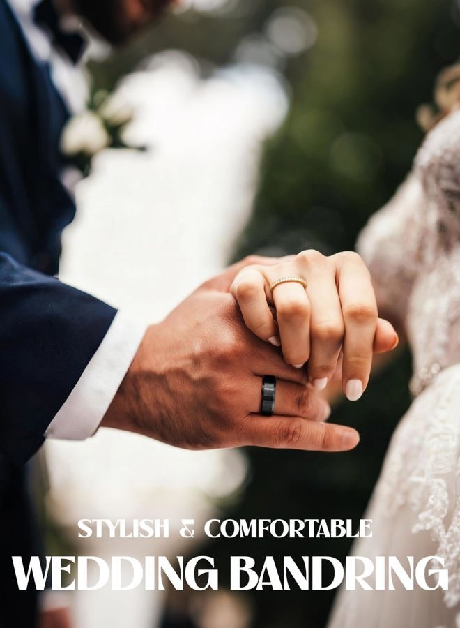 Jstyle خاتم زفاف للرجال من التنجستن 8 مم خاتم زفاف للرجال بسطح غير لامع - حواف مصقولة مائلة خواتم وعد الذكرى، مجوهرات خاتم الرجال بتصميم مريح مقاس 6-14، معدن، بدون أحجار كريمة - Image 5