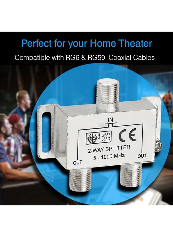 Heavy Duty Coaxial Cable Splitter Silvery 5 1000MHz Passive For RG6 Satellite Internet - Image 1