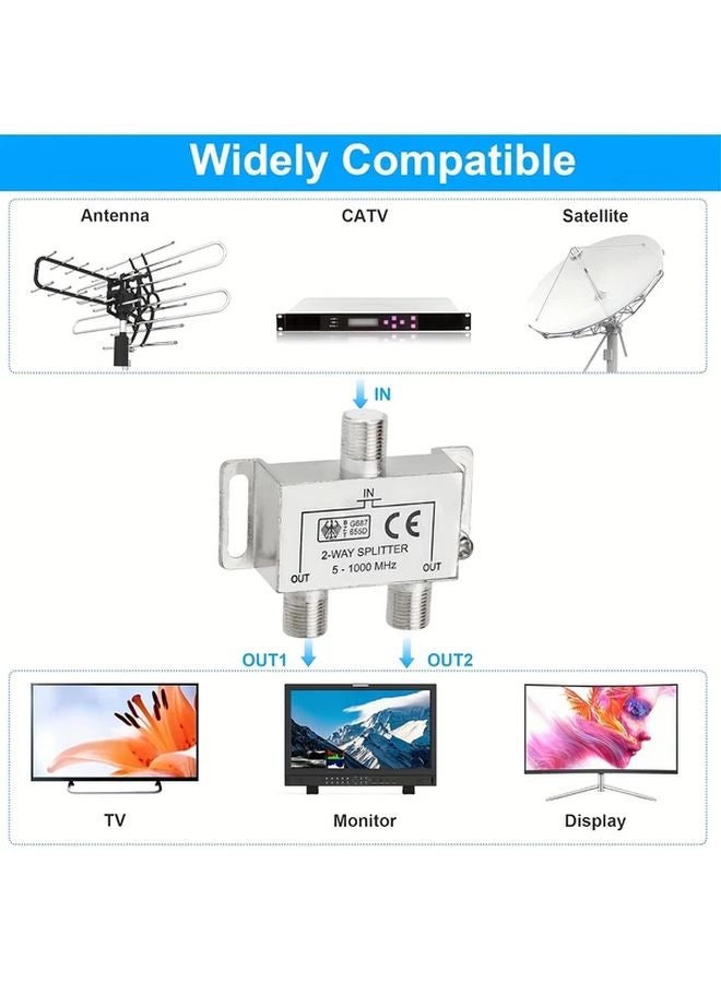 Heavy Duty Coaxial Cable Splitter Silvery 5 1000MHz Passive For RG6 Satellite Internet - Image 5