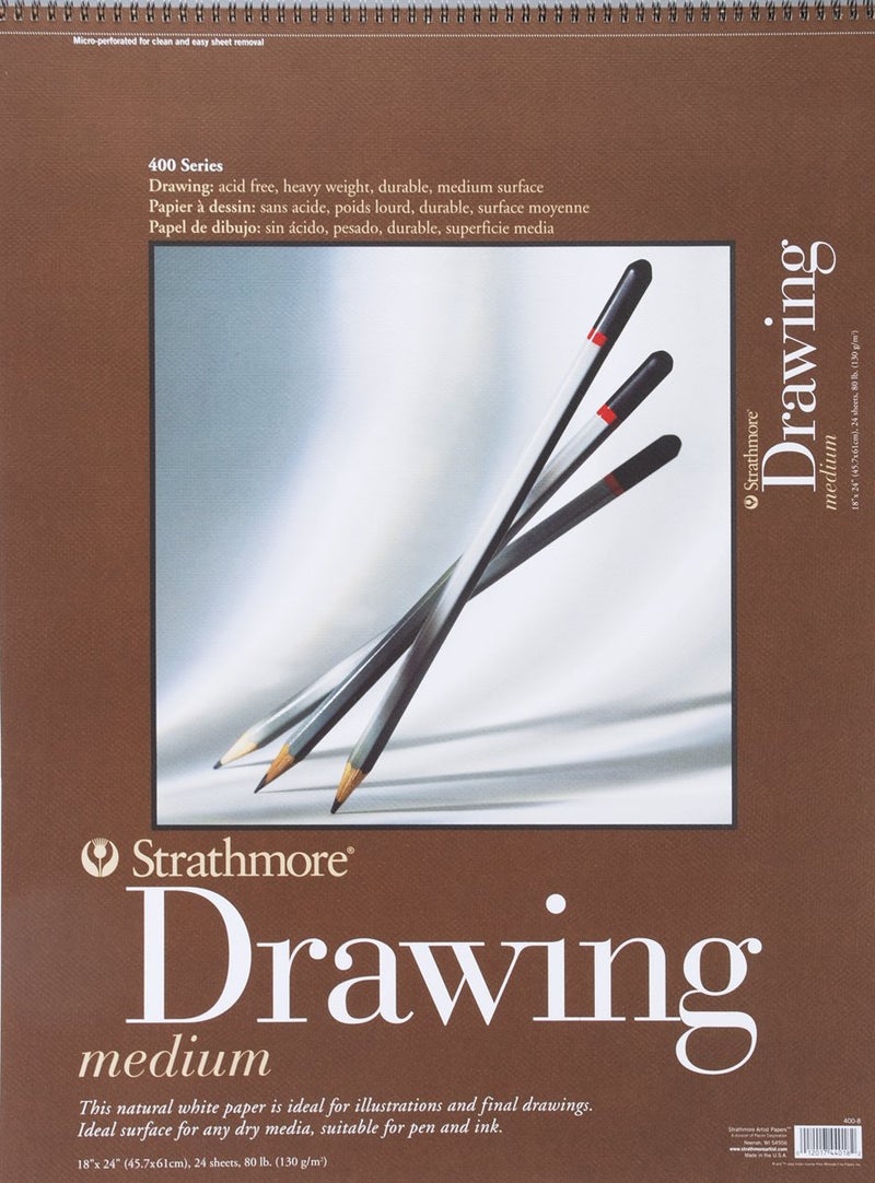Strathmore Strathmore 400-8 400 Series Drawing Pad, 18"x24", Ivory/Cream, 24 Sheets, Medium - Image 2