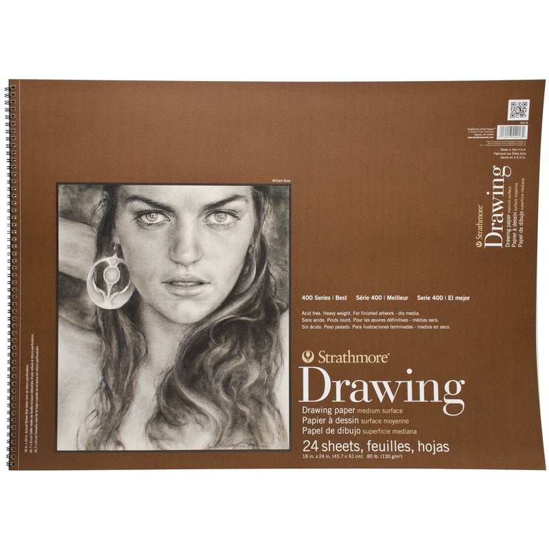 Strathmore Strathmore 400-8 400 Series Drawing Pad, 18"x24", Ivory/Cream, 24 Sheets, Medium - Image 1