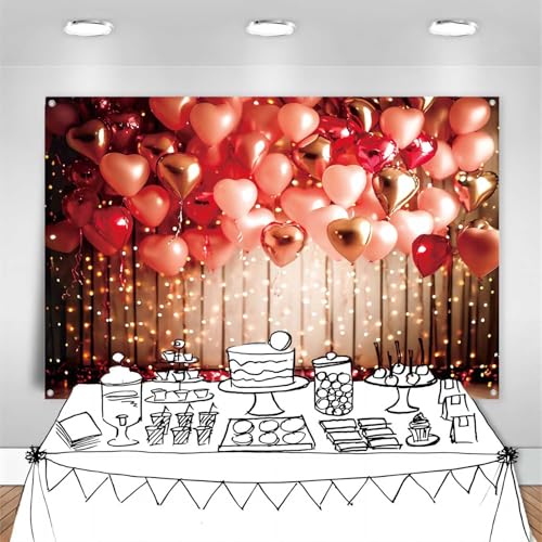LDWLYW Valentine Day Photo Backdrop Happy Valentines Day Photography Background Red Love Heart Balloons Wall Banner Bridal Shower Engagement Wedding Party Decoratins Supplies 5x3ft - Image 5