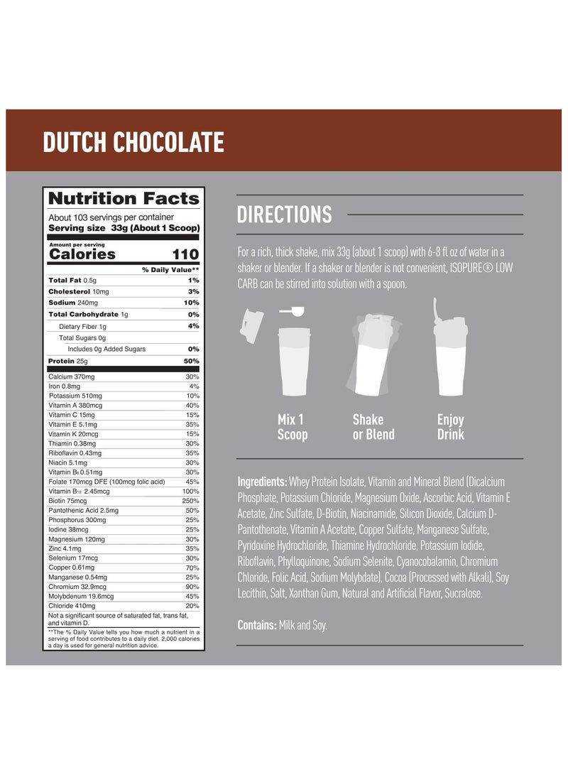 آيزوبيور آيسوبور زيرو كارب بروتين بنكهة الشوكولاتة الهولندية، 7.5 رطل، 25 جرام بروتين لكل مغرفة - Image 4