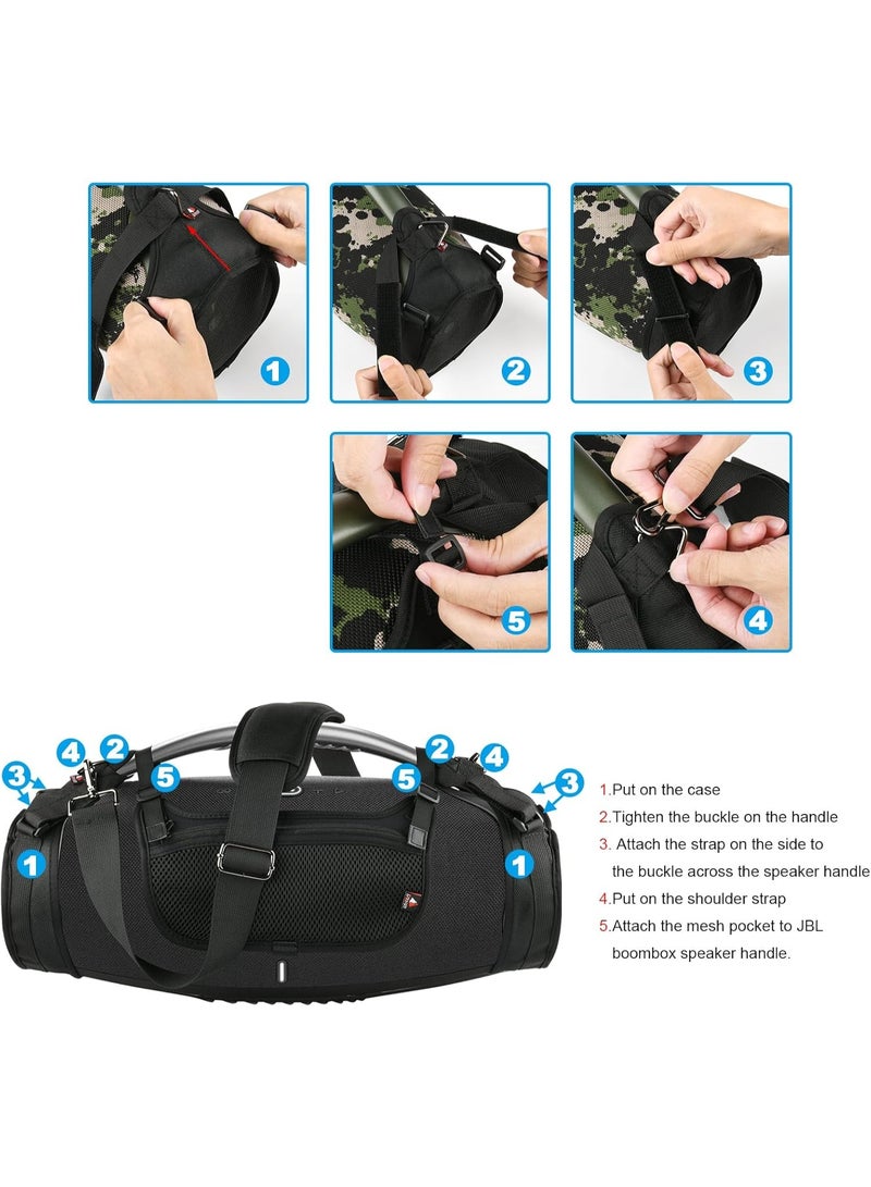 Travel Carrying Strap for JBL Boombox 3 Waterproof Portable Speaker With Phone Bag, Shoulder Strap with Two Side Covers Travel Carrying Pouch for JBL Boombox 3 (Black) - Image 5