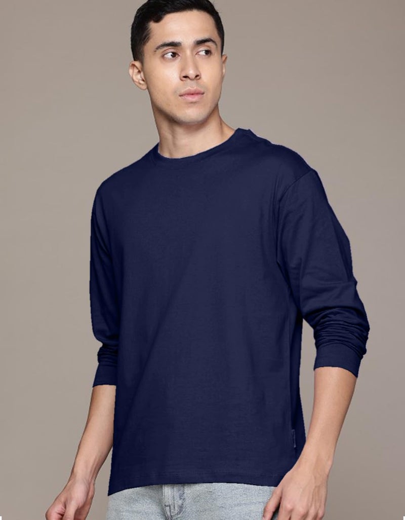 Veirdo® Pure Cotton Round Neck Regular Fit Solid Full Sleeve T-Shirt Combo for Men & Boys (PO2_V_FS_SW_NY_XL) - Image 2