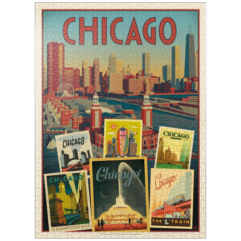 MyPuzzle.com MyPuzzle Chicago MultiImage Collage Print Vintage Poster Premium 1000 Piece Jigsaw Puzzle for Adults - Image 3