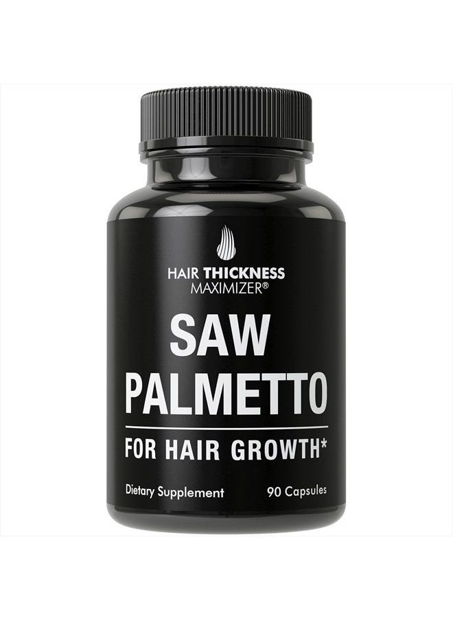 HAIR THICKNESS MAXIMIZER - Saw Palmetto for Women and Men Hair Loss. Extra Strength Vitamin Treatment Designed for Thicker, Stronger Hair Growth and Less Shedding. DHT Blocker Capsules Powder Supplement. 1200 mg 3 Pill Serving - Image 1
