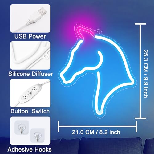Anywin Horse Gifts for Girls,Anywin Horse Neon Sign for Wall Decor, Horse Head Led Neon Lights for Room Decor, Gifts for Birthday,Xmas, Holidays for Kids, Boys, Girls,Women Girlfriend,Wife,Daughter - Image 4