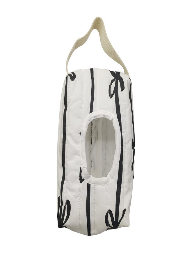 GadgetNova Reusable Bow Baby Wipes Dispenser - Portable Wet Tissue Storage Bag for Travel, Refillable Diaper Wipe Holder for Car and Stroller –Hanging Wet Wipe Pouch(White/Black) - Image 1