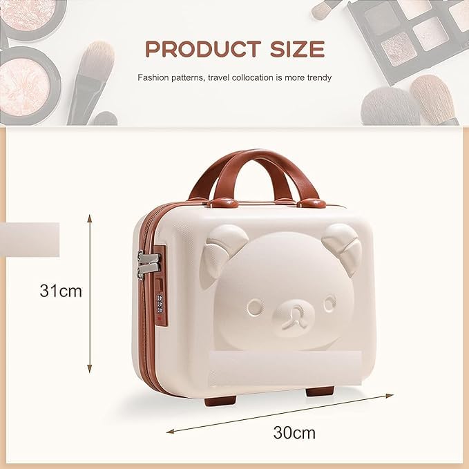 BIGXEN Makeup Case Travel Case Toiletries Women Cartoon Travel Suitcase Storage Bag Cosmetic Case Box Beauty Makeup Case Bag (Mini Suitcase) - Image 3
