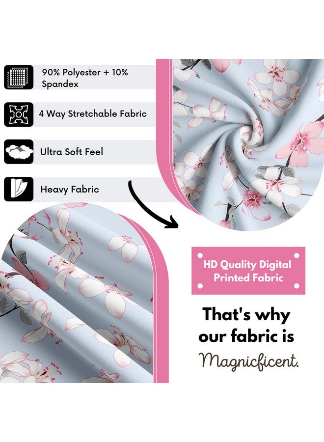 BRIDA ® Polyester Stretchable Floral Printed Dining Elastic Chair Covers Protector (Sky Blue Flowers) Set of 4 - Image 3