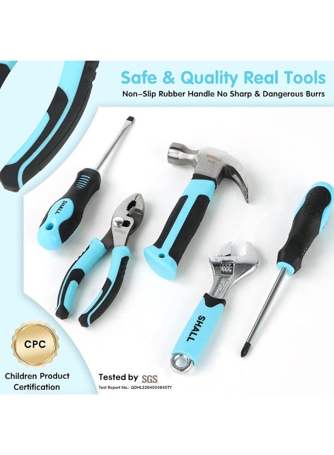 SHALL 26-Piece Kids Size Tool Set, Real Tools Kit for Kids with 12" Tool Bag, Safety Certified Children Learning Tool Set with Hand Tools for Boys & Girls Age 6+, DIY Building, Woodwork & Construction - Image 4