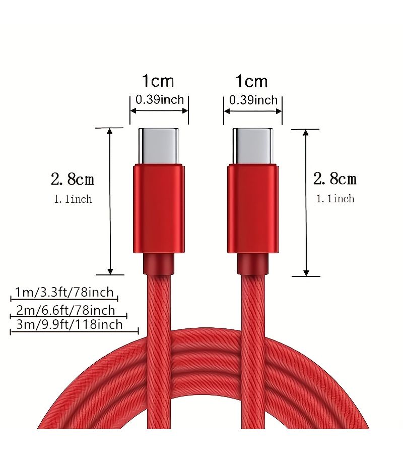 2 Pack USB C Fast Charger Cable 2 Meter 6.6 Ft Braided Super Fast Charging Cord For Cell Phone And Tablet White Pink - Image 3