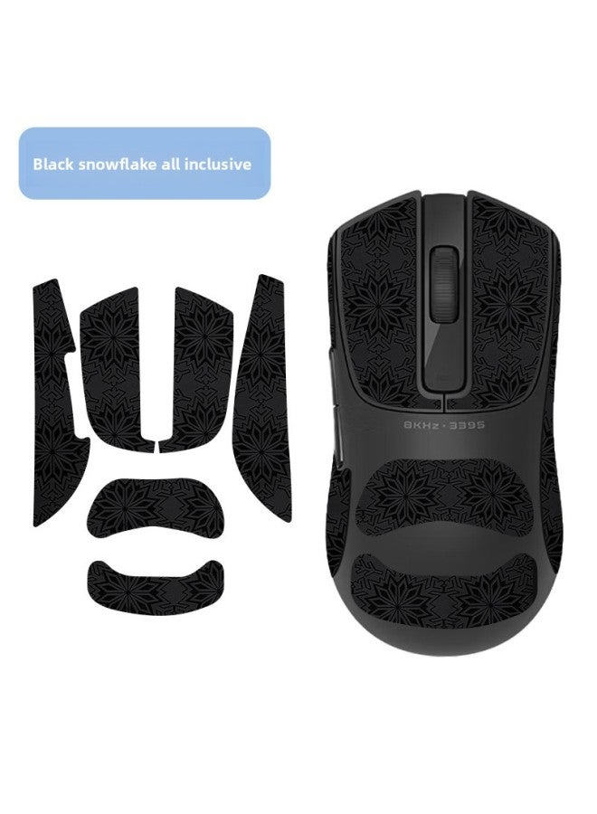 Suitable For Xiaomi X1 Mouse Anti-slip Protection Printing Set Sticker Full-cover Side Skirt Sticker Sweat Absorbing Palm Heart Membrane Anti-slip Sticker-Color:[all Inclusive] A Black Snowflake Pattern Mouse Sticker  - Image 1