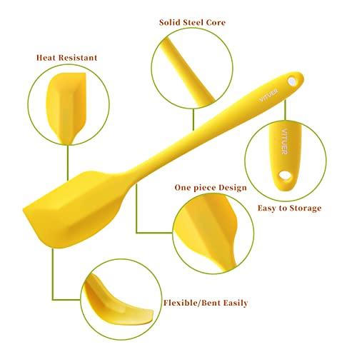 VITUER 5PCS Silicone Rubber Spatula Set, VITUER Food Grade BPA-Free Spatulas for kitchen Use, Heat Resistant Spatula for Cooking & Baking, Dishwasher Safe - Image 3