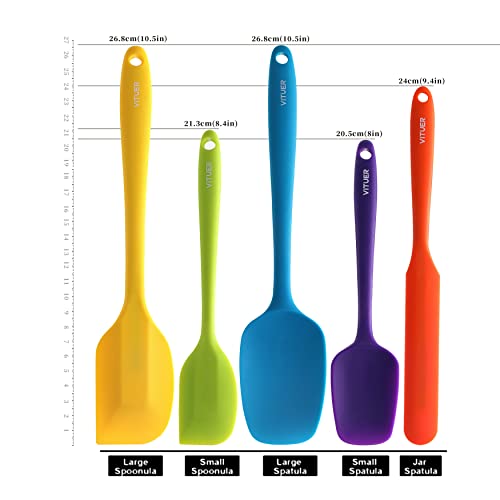 VITUER 5PCS Silicone Rubber Spatula Set, VITUER Food Grade BPA-Free Spatulas for kitchen Use, Heat Resistant Spatula for Cooking & Baking, Dishwasher Safe - Image 2
