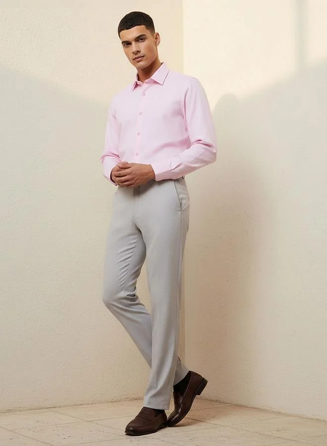 Splash FAV GREY Slim Fit Belted Flexi Waist Formal Trousers for Men | Best Price UAE