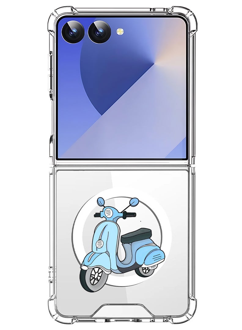 Theodor Magnetic Case for Samsung Galaxy Z Flip 7 Compatible with MagSafe Wireless Charging, Shockproof Phone Bumper Cover Scooter - Image 1