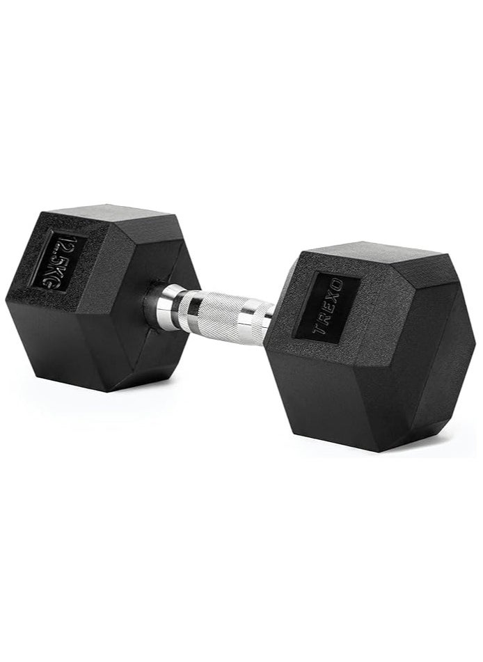 Generic - TREXO Hexagon Dumbbells 2.5 kg - 35 kg Hex Dumbbells with Durable Rubberised Cast Iron for Strength Training with Ergonomic Chrome-Plated Handle Weights Training Home Dumbbell for Men and Women - Image 1