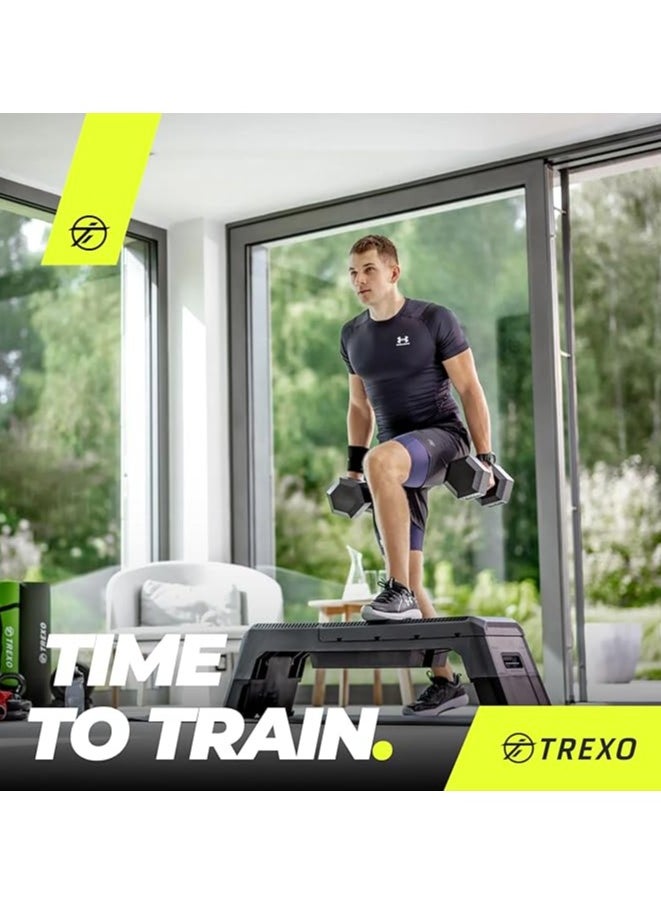 Generic - TREXO Hexagon Dumbbells 2.5 kg - 35 kg Hex Dumbbells with Durable Rubberised Cast Iron for Strength Training with Ergonomic Chrome-Plated Handle Weights Training Home Dumbbell for Men and Women - Image 1