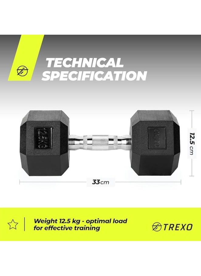 Generic - TREXO Hexagon Dumbbells 2.5 kg - 35 kg Hex Dumbbells with Durable Rubberised Cast Iron for Strength Training with Ergonomic Chrome-Plated Handle Weights Training Home Dumbbell for Men and Women - Image 1