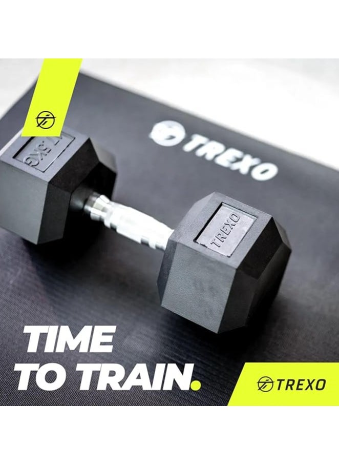 Generic - TREXO Hexagon Dumbbells 2.5 kg - 35 kg Hex Dumbbells with Durable Rubberised Cast Iron for Strength Training with Ergonomic Chrome-Plated Handle Weights Training Home Dumbbell for Men and Women - Image 1