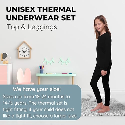 Ultra Dry Outland Children's Thermal Set Lightweight Ultra Soft Fleece Interior Very Warm, 6-8 Black - Image 3