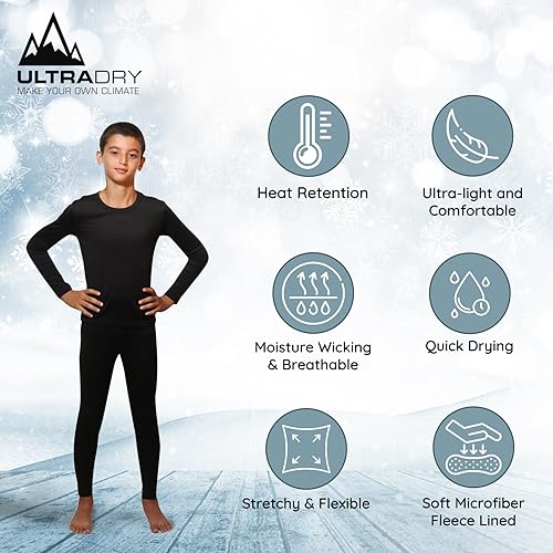 Ultra Dry Outland Children's Thermal Set Lightweight Ultra Soft Fleece Interior Very Warm, 6-8 Black - Image 2