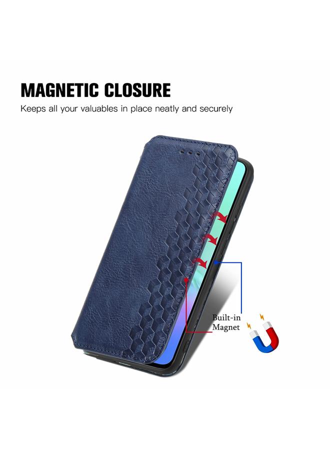 زبون جراب لهاتف Infinix Smart 5، جراب جلد PU مغناطيسي أفقي مضغوط شبكي مكعب مع حامل وفتحات للبطاقات ومحفظة - Image 5