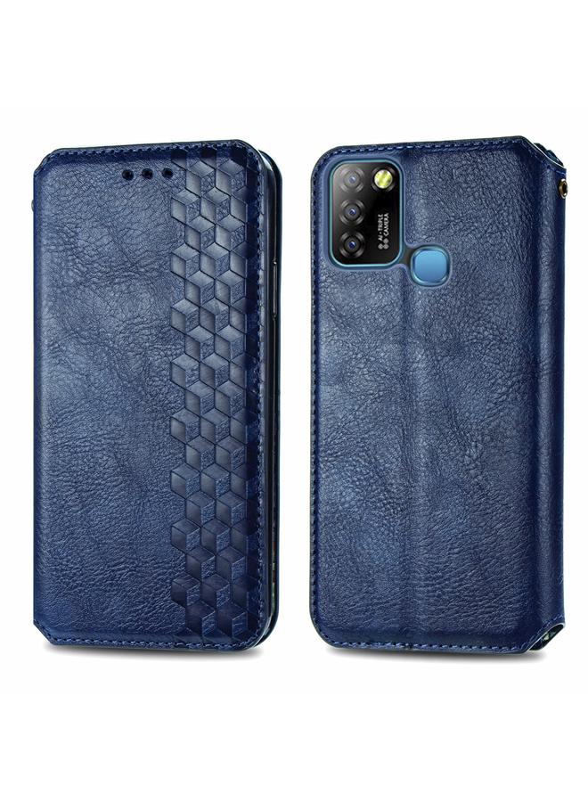 زبون جراب لهاتف Infinix Smart 5، جراب جلد PU مغناطيسي أفقي مضغوط شبكي مكعب مع حامل وفتحات للبطاقات ومحفظة - Image 2