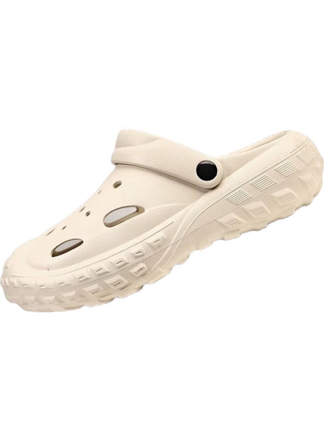 IQGD Perforated Shoes, Unisex Sandals, Casual Dual-Use Beach Shoes, Closed-Toe Slippers, Indoor And Outdoor Non-Slip, Sand Color, Size 42-43 - Image 1