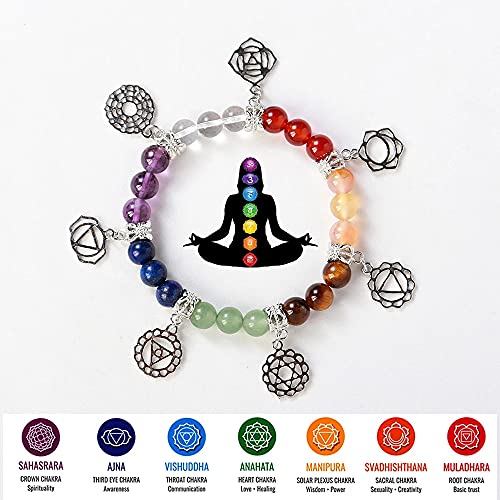AITELEI 7 Chakra Healing Bracelets with Real Stones Gemstone Healing Chakra Bracelet Yoga Meditation Bracelets for Protection, Energy Healing - Image 1