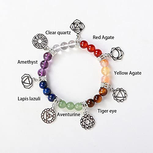 AITELEI 7 Chakra Healing Bracelets with Real Stones Gemstone Healing Chakra Bracelet Yoga Meditation Bracelets for Protection, Energy Healing - Image 2