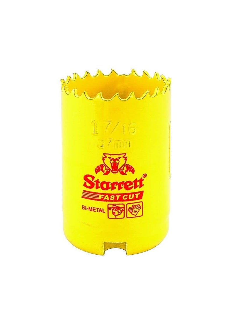 Starrett Starrett BiMetal Fast Cut Straight Pitch Hole Saw with Abrasion Resistant HSS Teeth  Ideal for Cutting Metal Steel and Wood  1716 37mm Diameter 158 41mm Depth  FCH0176G  - Image 1