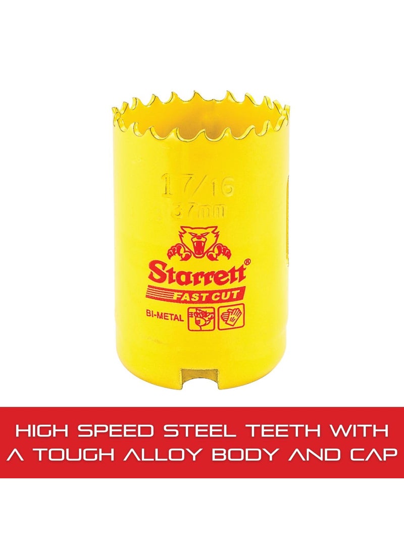 Starrett Starrett BiMetal Fast Cut Straight Pitch Hole Saw with Abrasion Resistant HSS Teeth  Ideal for Cutting Metal Steel and Wood  1716 37mm Diameter 158 41mm Depth  FCH0176G  - Image 4