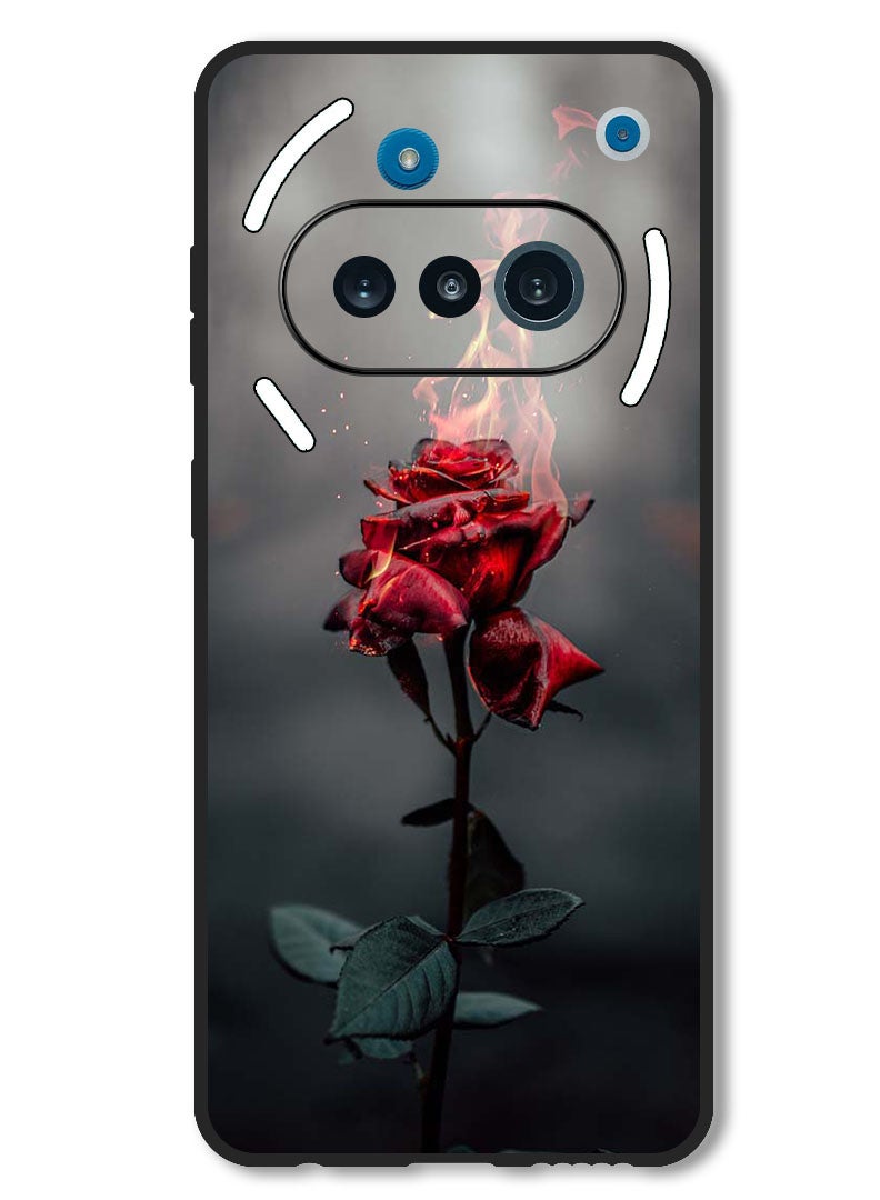 Theodor Case Compatible with Nothing Phone 3a Protection Shockproof Bumper Cover Burning Red Rose - Image 1